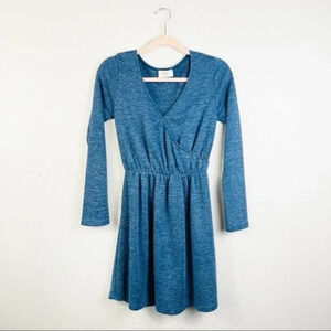 EVERLY Gray Surplice Long‎ Sleeve Empire Mini Dress Size Small
